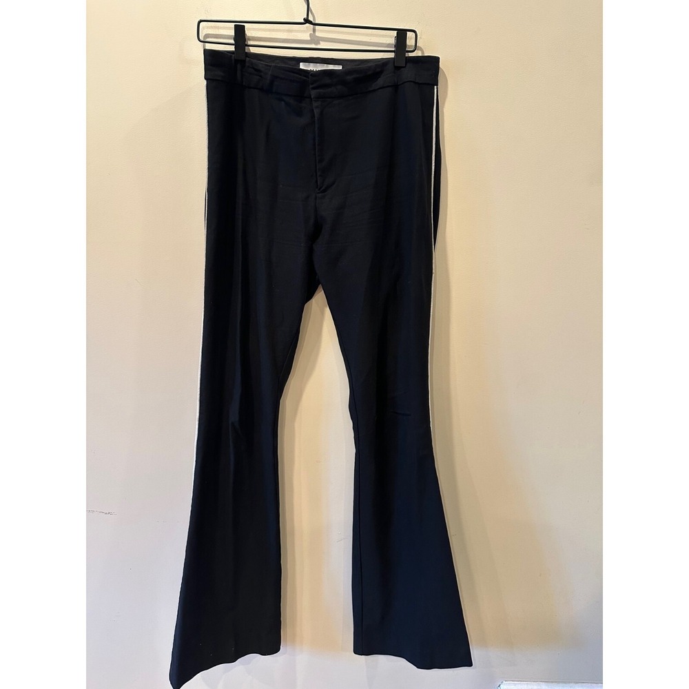 Derek Lam 10 Crosby Sz 8 Black Trouser Tuxedo White Stripe Slim Flared Designer